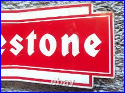 Vintage Firestone Tire Sign 1950s Oil & Gas Garage Gift Steel Metal Red Bow Tie