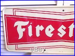 Vintage Firestone Tire Sign Oil & Gas Station Metal Adv Sign Large Bow Tie