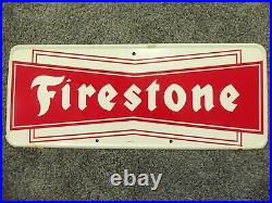 Vintage Firestone Tire Sign Oil & Gas Station Metal Adv Sign Large Bow Tie MCA