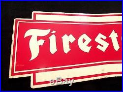Vintage Firestone Tire Sign Old Gas Station Original Bowtie Heavy Metal