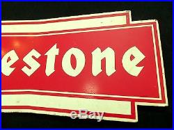 Vintage Firestone Tire Sign Old Gas Station Original Bowtie Heavy Metal