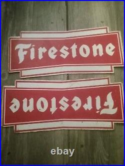 Vintage Firestone Tire Stand Rack Sign Selling As Pair