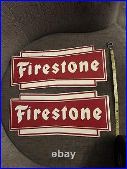 Vintage Firestone Tire Stand Rack Sign Selling As Pair