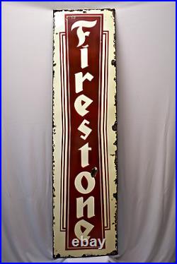 Vintage Firestone Tire Tyre Porcelain Enamel Sign Board Antique Advertising Rare