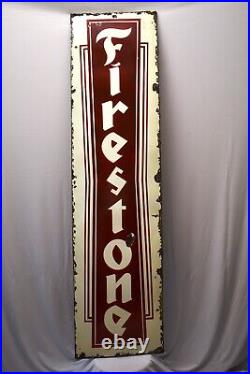 Vintage Firestone Tire Tyre Porcelain Enamel Sign Board Antique Advertising Rare