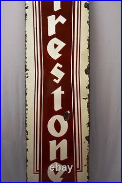 Vintage Firestone Tire Tyre Porcelain Enamel Sign Board Antique Advertising Rare