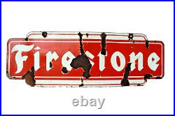 Vintage Firestone Tire Tyres Sign Board Porcelain Enamel Double Sided Advertisin