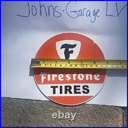 Vintage Firestone Tires 6 Porcelain Metal Gasoline & Oil Pump Plate Shop Sign