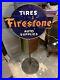 Vintage-Firestone-Tires-And-Auto-Supplies-Porcelain-Lollipop-Sign-Gas-Oil-Nice-01-xxdl