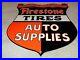Vintage-Firestone-Tires-Auto-Supplies-Die-cut-12-Metal-Tire-Gasoline-Oil-Sign-01-yhut