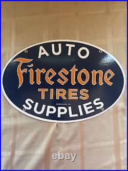 Vintage Firestone Tires Auto Supplies Porcelain Gas Oil Sign