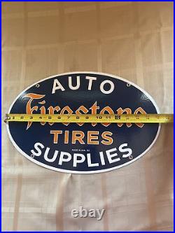 Vintage Firestone Tires Auto Supplies Porcelain Gas Oil Sign