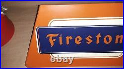 Vintage Firestone Tires Dealer Gas Station Display Metal Sign Stand