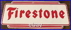 Vintage Firestone Tires Display Sign Booster License Plate Sized 12.5 x5 STEEL