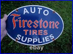 Vintage Firestone Tires Gasoline Oil Station Heavy 16.5 Porcelain Metal Sign