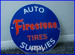 Vintage Firestone Tires Gasoline Porcelain Sign Gas Station Pump Plate Motor Oil