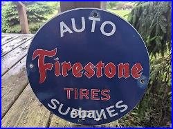 Vintage Firestone Tires Porcelain Advertising Sign Tire 12