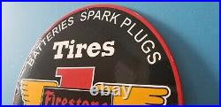 Vintage Firestone Tires Porcelain Auto Car Spark Plugs Supplies Service Sign