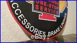 Vintage Firestone Tires Porcelain Gas Auto Batteries Service Sales Dealer Sign