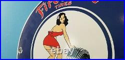 Vintage Firestone Tires Porcelain Gas Automobile Sales Service Dealer Sign