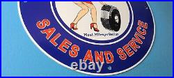 Vintage Firestone Tires Porcelain Gas Motor Oil Service Station Pump Plate Sign