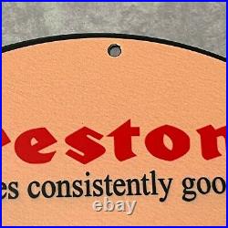 Vintage Firestone Tires Porcelain Gas Oil Sales & Service Shop Station Pump Sign