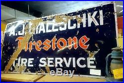 Vintage Firestone Tires Porcelain Gas Oil Sign 5ft Service Station 1930's Early