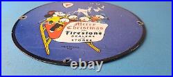 Vintage Firestone Tires Porcelain Mickey Mouse Christmas Gas Service Pump Sign