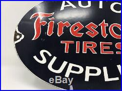Vintage Firestone Tires Porcelain Sign, Auto Supplies, Service Station, Gas, Oil