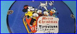 Vintage Firestone Tires Sign Disney Christmas Dealer Gas Pump Porcelain Sign