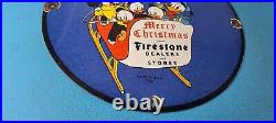 Vintage Firestone Tires Sign Disney Christmas Dealer Gas Pump Porcelain Sign