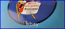 Vintage Firestone Tires Sign Disney Christmas Dealer Gas Pump Porcelain Sign