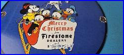 Vintage Firestone Tires Sign Disney Christmas Dealer Gas Pump Porcelain Sign