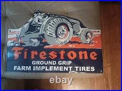 Vintage Firestone Tires Sign Farm Implement Tires Porcelain Sign 16X24