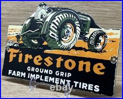 Vintage Firestone Tractor Tires Porcelain Sign Service Gas Oil Dealership Farm