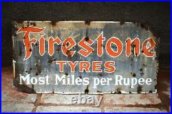 Vintage Firestone Tyre Tire Sign Porcelain Enamel Advertising Gas Pump Display3