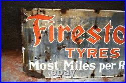 Vintage Firestone Tyre Tire Sign Porcelain Enamel Advertising Gas Pump Display3