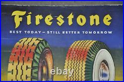 Vintage Firestone Tyre's Ad 1950 Calendar Litho Paper Sign Board