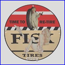 Vintage Fisk Tires 1822 Oil Porcelain Gas Pump Sign