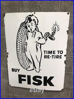 Vintage Fisk Tires Large Original Sign