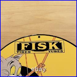Vintage Fisk Tires Lube Porcelain Sign Sales Dealer Service Station Pump Plate Vintage Fisk Tires Lube Porcelain Sign Sales Dealer Service Station Pump Plate