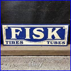 Vintage Fisk Tires Paper Sign Gas Oil Car Service Station