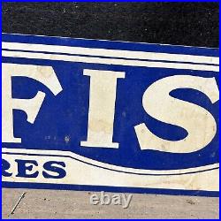 Vintage Fisk Tires Paper Sign Gas Oil Car Service Station