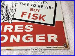 Vintage Fisk Tires Porcelain Gas and Oil Sign