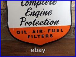 Vintage Fram Oil-air-fuel Filters Porcelain Advertising Die Cut Sign 12 X 11