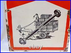 Vintage Fulson Tire Sign Porcelain Enamel Tyre Of Bull Cart And Metal Ream Adv2