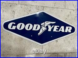 Vintage GOOD YEAR TIRE Sign Self Framed Original 13.25x28.25 AM 70 New Old Stock