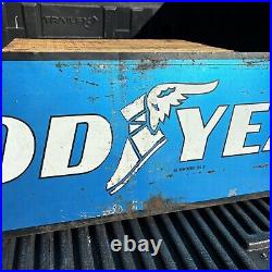 Vintage GOOD YEAR Tires Double Sided Dealer Sign 48X 12 Advertising gas oil