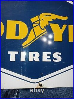 Vintage GOODYEAR 32 Metal Sign Service Station Tire Shop Oil Gas Advertising
