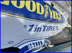 Vintage GOODYEAR Porcelain RARE Gas Oil Sign 2-SIDED Auto Tire Blimp Advertising